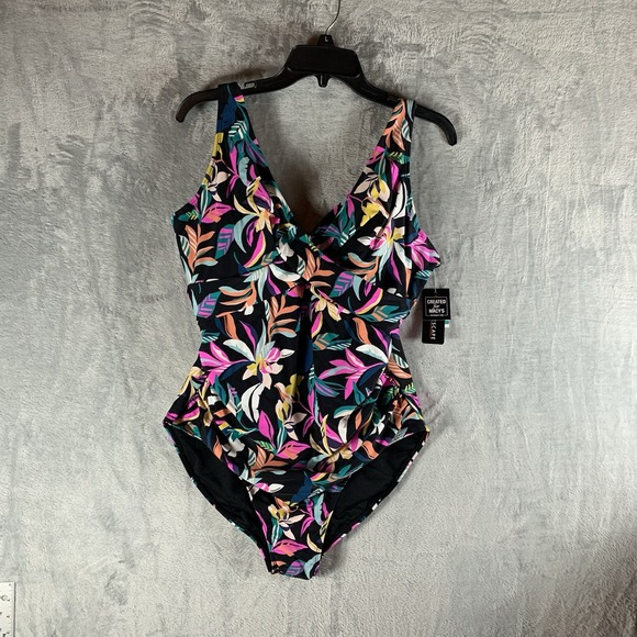 Island Escape Women's Swimsuit 16 One‎ Piece Floral Tropical Underwire NWT - Picture 1 of 8